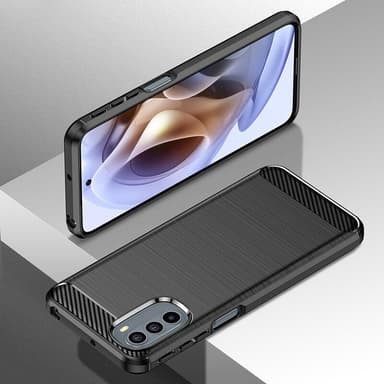 SKALO Moto G51 Armor Carbon Iskunkestävä TPU suojakuori - Musta