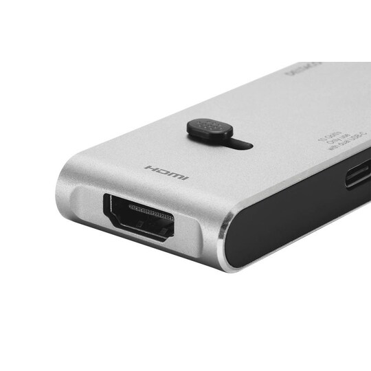 DELTACO USB-C MB-telakointiasema HDMI / SD / mSD-lukija PD 3.0 spc harmaa