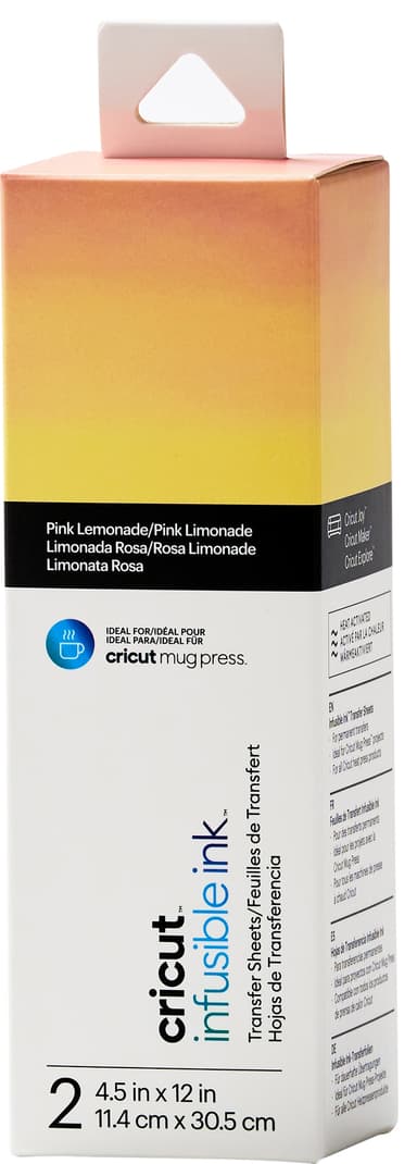 Cricut Infusible Ink siirtoarkit (2 kpl, vaaleanpunainen limonadi)