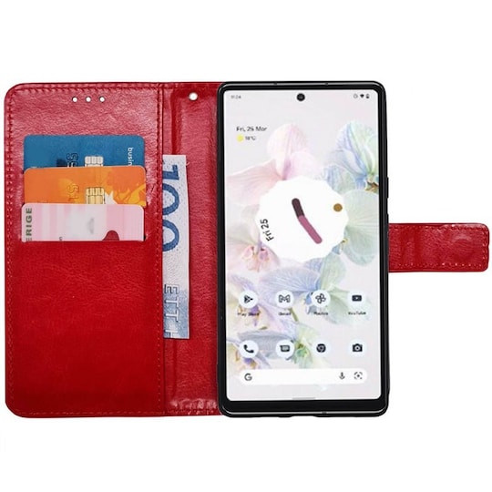 Lompakkokotelo 3-kortti Google Pixel 6a - Punainen