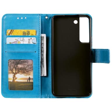 SKALO Samsung S22+ Mandala lompakkokotelo - Sininen - Sininen