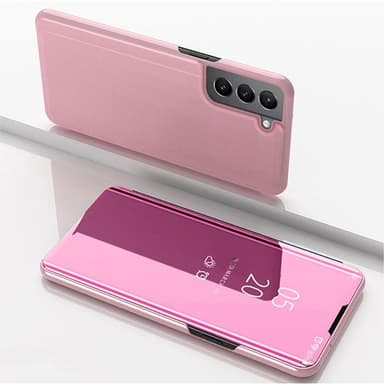 SKALO Samsung S22 Clear View Mirror Lompakko - Pinkki