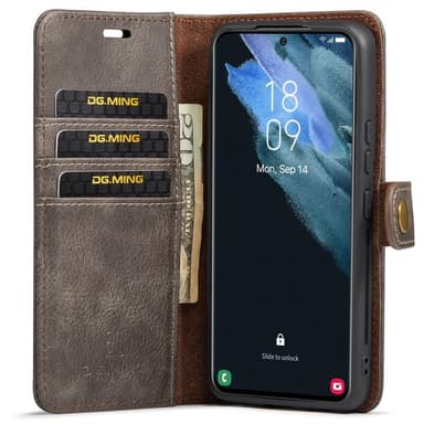 DG MING Samsung S22 2-in-1 magneetti lompakkokotelo - Harmaa