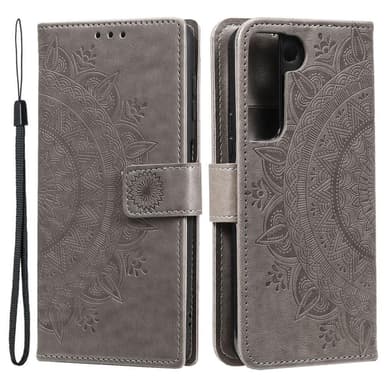 SKALO Samsung S22 Mandala lompakkokotelo - Harmaa