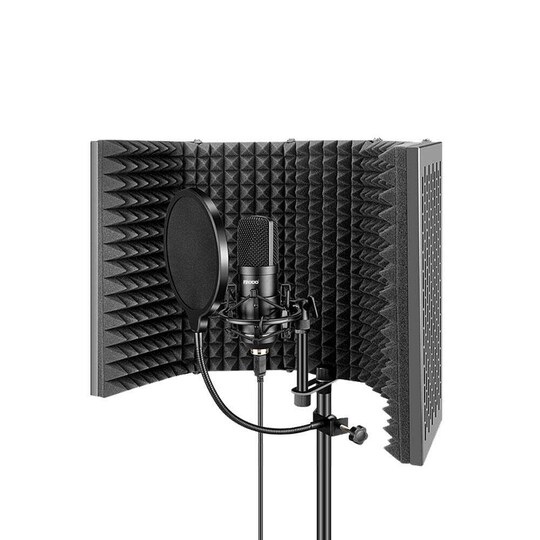 Mikrofonisuojus, 2 kerrosta, 5-tie-akustiikkasuodatin, kokoontaitettava 59x28x4 cm:iin, akustinen äänenvaimenninsuoja, mikrofonien heijastussuodatin