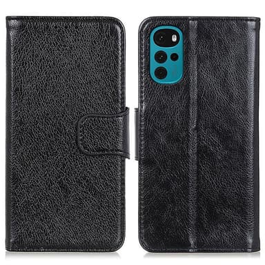 Nappa Texture Split Lompakon Suojus Motorola Moto G22/Moto E32s 4G - Musta