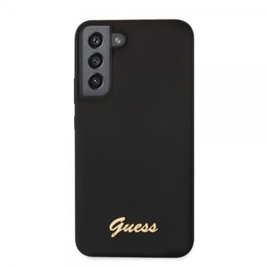 Guess Samsung Galaxy S22 Plus Kuori Script Metal Logo Musta