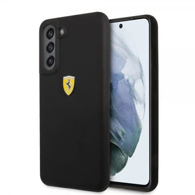 Ferrari Samsung Galaxy S21 FE Kuori Metal Logo Musta