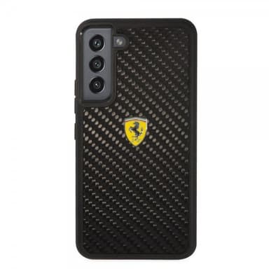 Ferrari Samsung Galaxy S22 Plus Kuori Real Carbon Metal Logo Musta