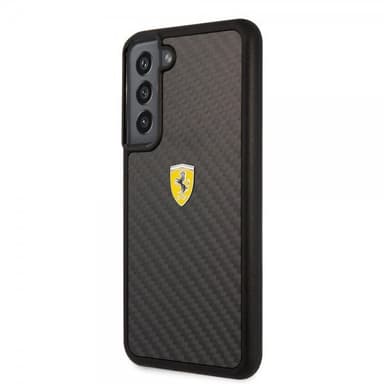 Ferrari Samsung Galaxy S22 Plus Kuori Real Carbon Metal Logo Musta