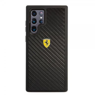 Ferrari Samsung Galaxy S22 Ultra Kuori Real Carbon Metal Logo Musta