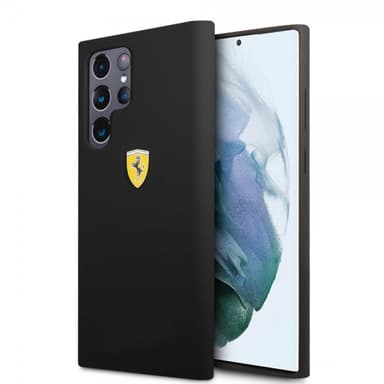 Ferrari Samsung Galaxy S22 Ultra Kuori Metal Logo Musta