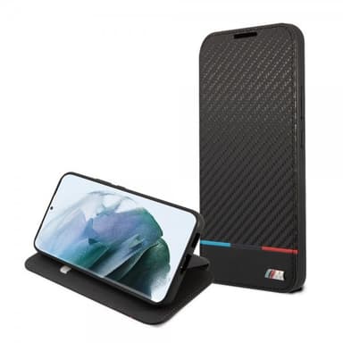 BMW Samsung Galaxy S22 Plus Kotelo Tricolor Stripe Carbon Musta