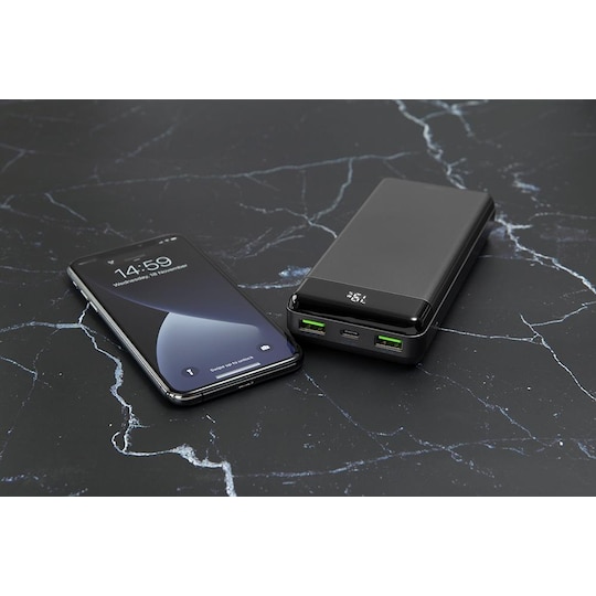 DELTACO varavirtalähde, 20000mAh, 1x USB-C PD 60 W, 2x USB-A, pikalat.