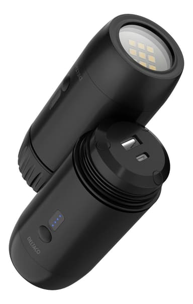 DELTACO varavirtalähde 15 000 mAh, IP67, USB-A/C, taskulamppu, SOS-LED