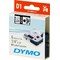 DYMO D1 merkkausteippi, 6mm, läpinäkyvä/musta teksti, 7m - 43610