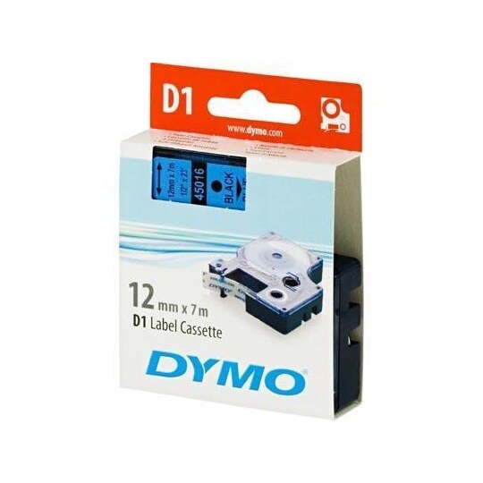 DYMO D1 merkkausteippi, 12mm, sininen/musta teksti, 7m - 45016