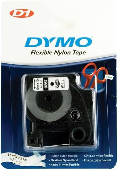 DYMO D1 merkkausteippi, nylon, 12 mm, 3,5 m