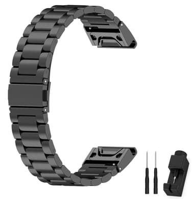 Garmin Fenix 5S / 5S Plus rannekoru, ruostumaton teräs, musta