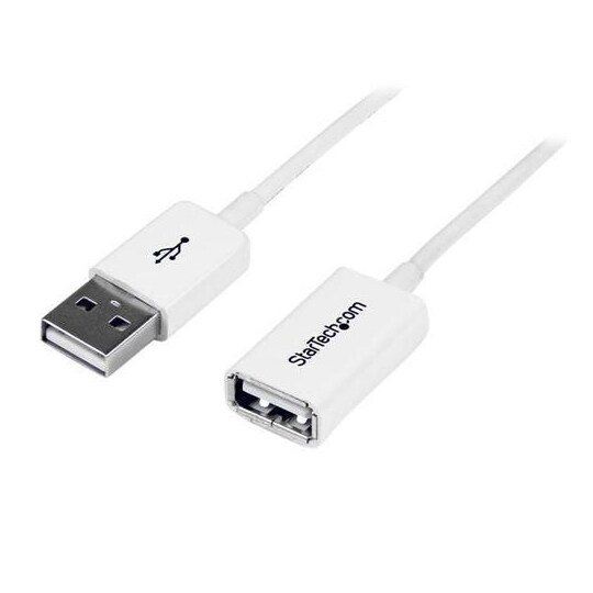 StarTech.com 3m USB2.0 m/f, 3 m, USB A, USB A, USB 2.0, Uros/naaras, Valkoinen