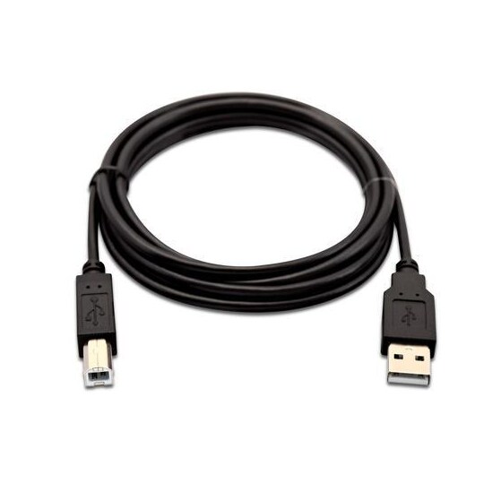 V7 V7USB2AB-02M-1E, 2 m, USB A, USB B, USB 1.0, 480 Mbit/s, Musta