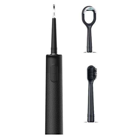 Sähkökäyttöinen hampaiden puhdistusaine, jossa 3 puhdistuspäätä - hammasharja, hammaskivi, kieli