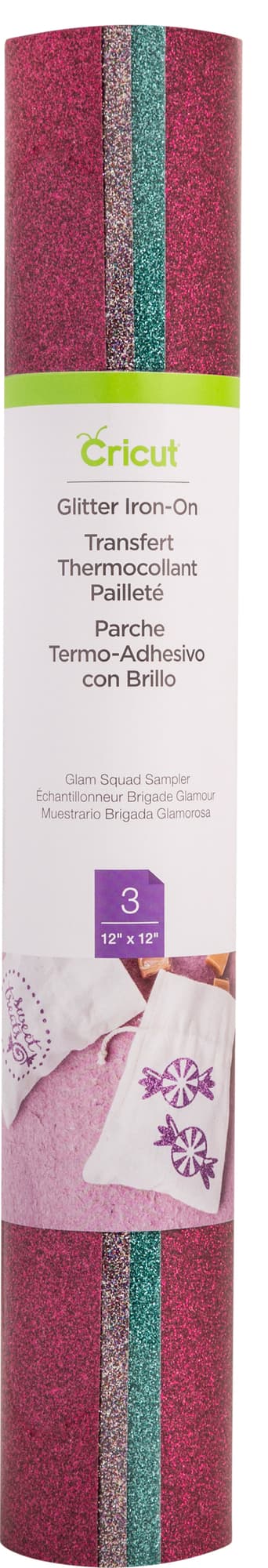 Cricut Glitter Iron On arkit 30 x 30 cm (Glam Squad kokeilupakkaus)