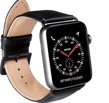 Buffalo Apple Watch 38/40/41 mm nahkainen ranneke (musta)