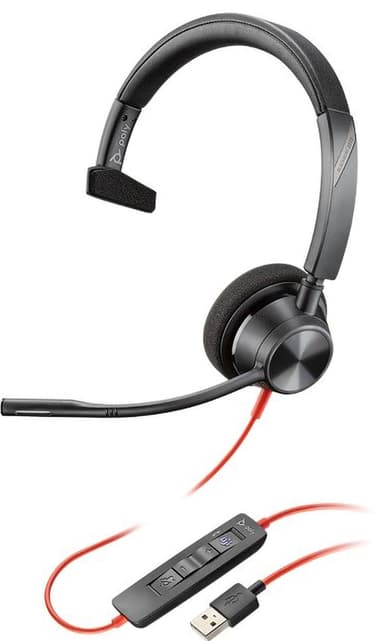 Poly BlackWire BW3310-M USB-A kuulokemikrofoni (mono)