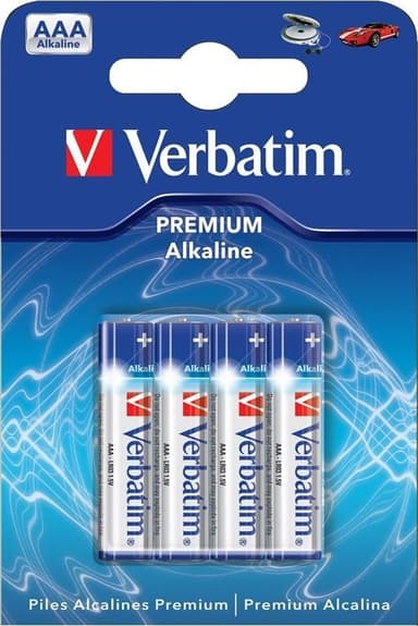 Verbatim paristot, AAA(LR03), 4-pakkaus, Alkaline, 1,5 V