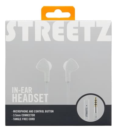 E110 In-ear headset, 1-button remote, 3.5mm, mic, white