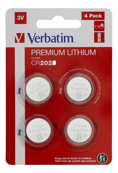 verbatim Lithium battery CR2025 3V 4 pack