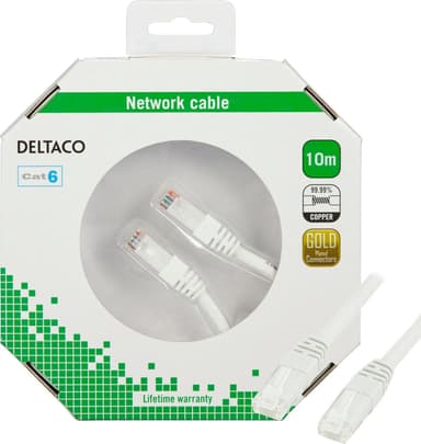 U / UTP Cat6 patch cable 10m 250MHz Delta certified white