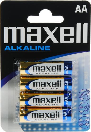 Maxell-paristot, AA (LR06), alkaliparistot, 1,5V, 4 kpl