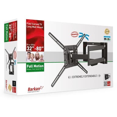 Barkan-litteä/ kaareva TV-seinäkiinnike 4400 Seinäkiinnike, täysi liike, 40-80 ", enimmäispaino (kapasiteetti) 50 kg, musta