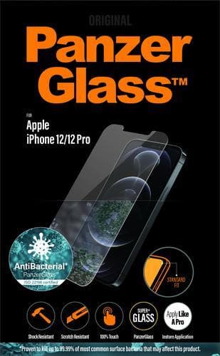 PanzerGlass 2708, Kirkas näytönsuoja, Apple, iPhone 12/12 Pro, Antibakteerinen