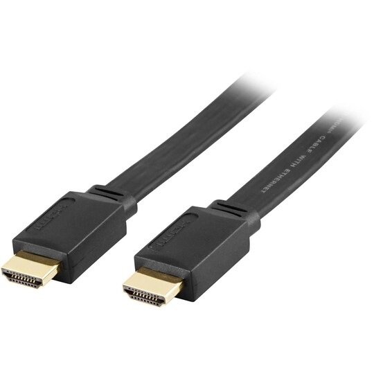 DELTACO -litteä HDMI -kaapeli, HDMI High Speed, Ethernet, 4K, 5 m, musta