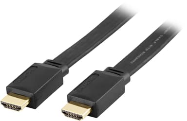 DELTACO -litteä HDMI -kaapeli, HDMI High Speed, Ethernet, 4K, 5 m, musta