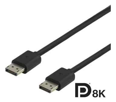 DELTACO DisplayPort-kaapeli, DP 1.4, 7680x4320 60Hz, 1,5m, musta