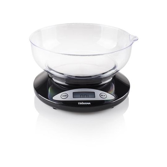 Tristar keittiövaaka KW-2430 Maksimipaino (kapasiteetti) 2 kg, Asteikko 1 g, Näyttötyyppi LCD, Musta