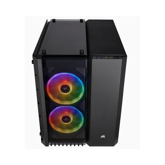Corsair RGB -tietokonekotelo 280x sivuikkuna, musta, Micro ATX, virtalähde mukana No