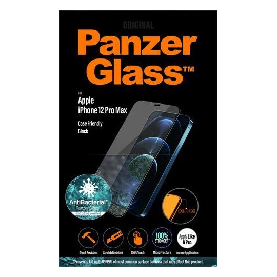 PanzerGlass 2712, Kirkas näytönsuoja, Apple, iPhone 12 Pro Max, Antibakteerine