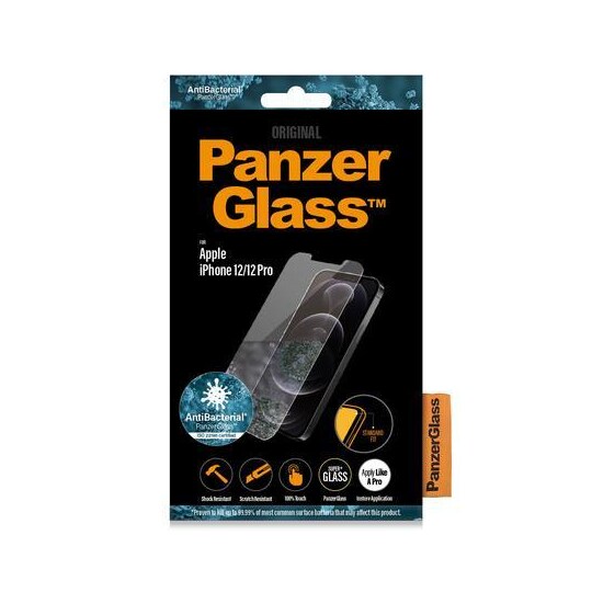 PanzerGlass 2708, Kirkas näytönsuoja, Apple, iPhone 12/12 Pro, Antibakteerinen