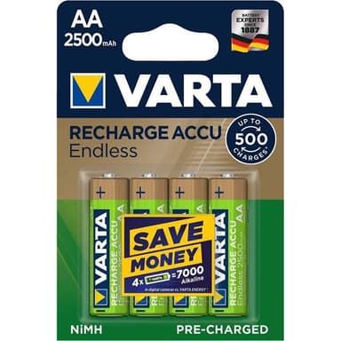 Ladattava NiMH AA 1.2 V 2500 mAh 4-Blisteri