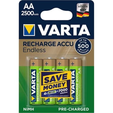 Ladattava NiMH AA 1.2 V 2500 mAh 4-Blisteri
