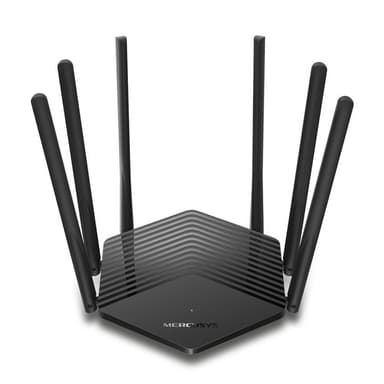 Mercusys-kaksikaistainen reititin MR50G 802.11ac, 600+1300 Mbit/s, 10/100/1000 Mbit/s, Ethernet LAN (RJ-45) -portit 2, MU-MiMO Kyllä, antennityyppi 6xFiksed, musta