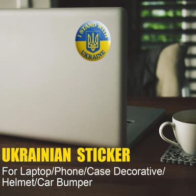 Ukraina tarrat "Seison Ukrainan kanssa" ja kansallisvaakuna 10 kpl Sininen/keltainen