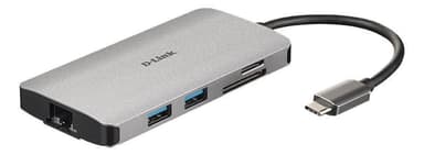 8-in-1 USB-C-keskitin, jossa HDMI / Ethernet / kortinlukija / virransyöttö