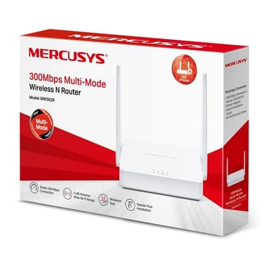 Mercusys Multi-Mode Wireless N -reititin MW302R 802.11n, 300 Mbit/s, 10/100 Mbit/s, Ethernet LAN (RJ-45) -portit 2, antennityyppi 2xKiinteä, valkoinen