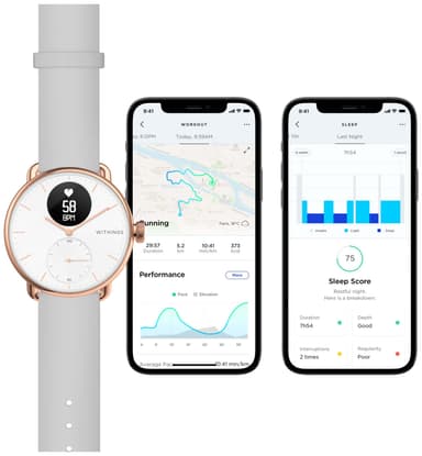 Withings ScanWatch hybridiälykello 38 mm (ruusukulta)